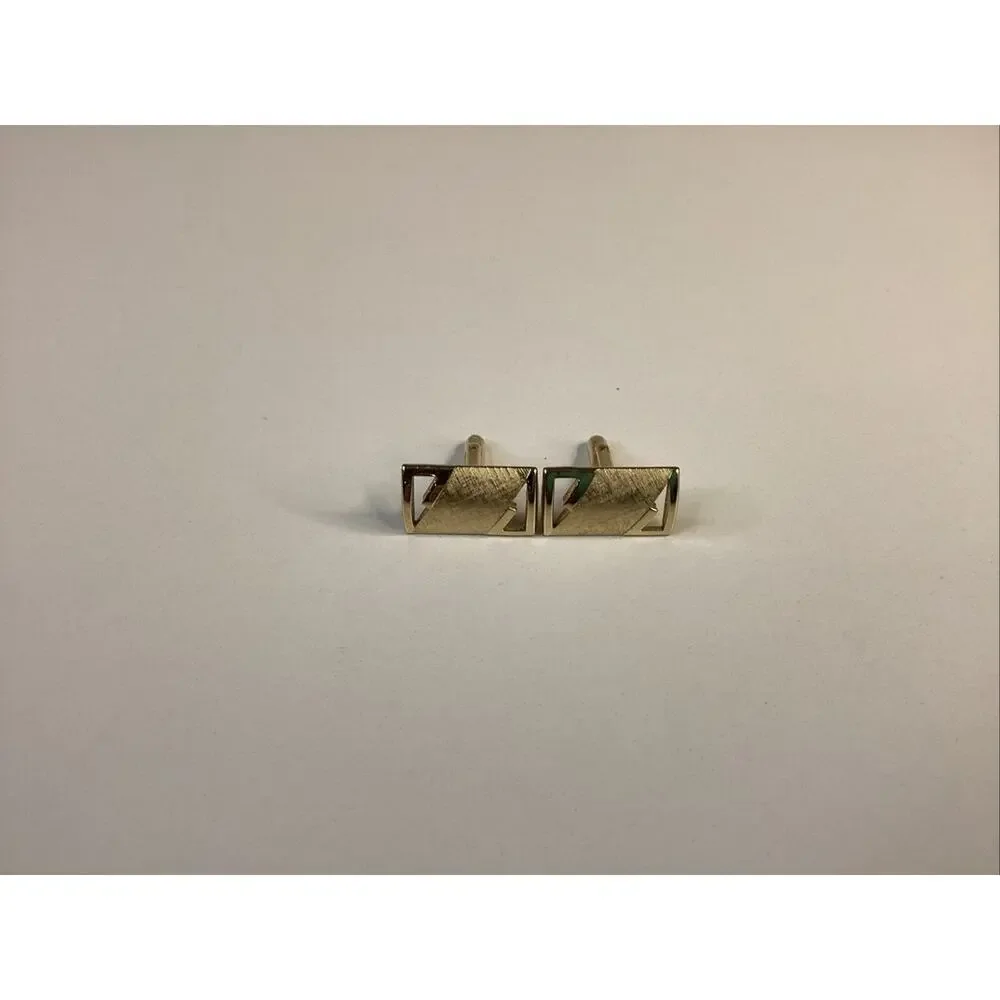 Vtg Swank Cufflinks Gold Tone Rectangle Brushed 1”